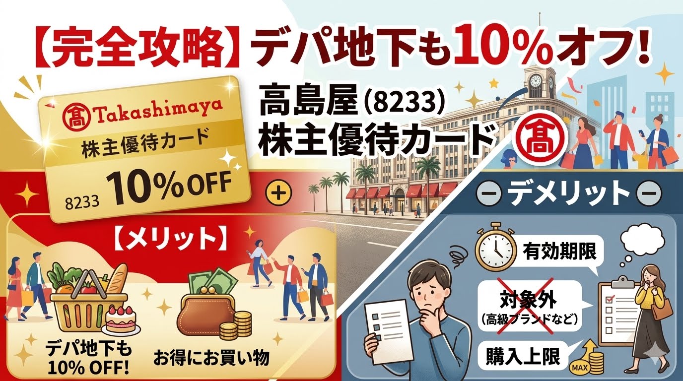 完全攻略】デパ地下も10%オフ！高島屋（8233）株主優待カードの